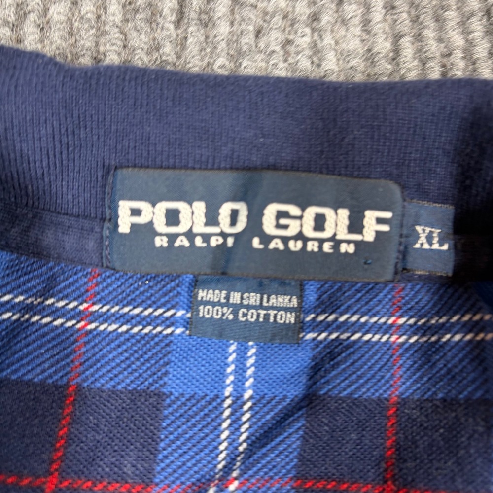 Polo Golf Ralph Lauren Shirt Men's XL Blue Plaid Short Sleeve Cotton Polo‎ - Picture 3 of 6